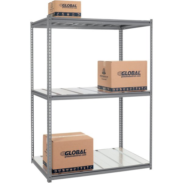 Global Industrial High Cap. Starter Rack 60Wx48Dx96H 3 Level Steel Deck 1300lb Per Shelf GRY 580943GY